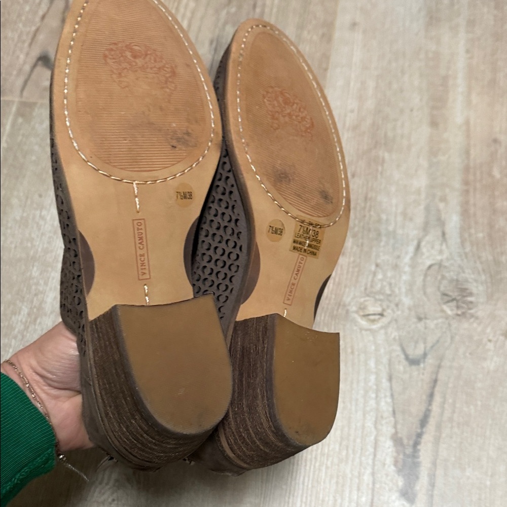 Vince Camuto Brown Perforated Sueded Leather Ankle Boots - Picture 7 of 10